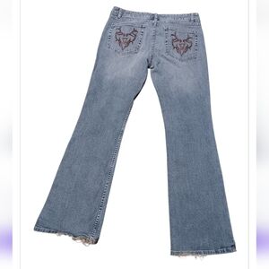 Y2k Harley Davidson Stylish Blue Flared Women Jeans Sz 8P